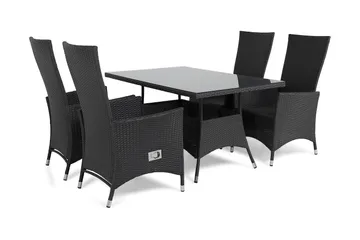 Thor Matgrupp Utomhus 140 + 4 Jenny Ställbar Fåtölj - Svart/Svart - Utemöbler & utemiljö - Utegrupp - Matgrupp utomhus