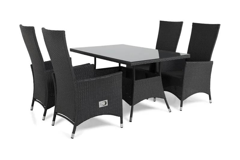 Thor Matgrupp Utomhus 140 + 4 Jenny Ställbar Fåtölj - Svart/Svart - Utemöbler & utemiljö - Utegrupp - Matgrupp utomhus