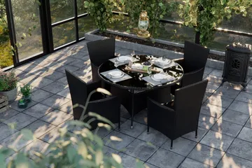 Thor Matgrupp Utomhus 140 + 4 Thor Fåtölj - Svart/Svart - Utemöbler & utemiljö - Utegrupp - Matgrupp utomhus