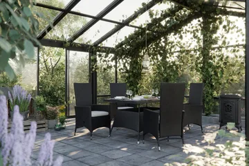 Thor Matgrupp Utomhus 140 + 6 Jenny Ställbar Fåtölj m Dyna - Svart/Svart/Svart - Utemöbler & utemiljö - Utegrupp - Matgrupp utomhus