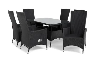 Thor Matgrupp Utomhus 140 + 6 Jenny Ställbar Fåtölj - Svart/Svart - Utemöbler & utemiljö - Utegrupp - Matgrupp utomhus