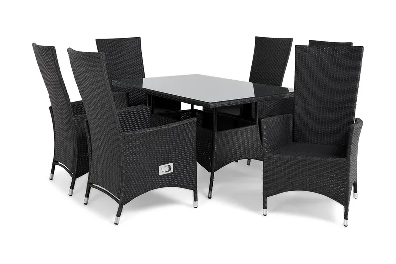 Thor Matgrupp Utomhus 140 + 6 Jenny Ställbar Fåtölj - Svart/Svart - Utemöbler & utemiljö - Utegrupp - Matgrupp utomhus