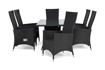 Thor Matgrupp Utomhus 140 + 6 Jenny Ställbar Fåtölj - Svart/Svart - Utemöbler & utemiljö - Utegrupp - Matgrupp utomhus