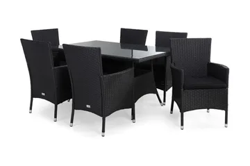 Thor Matgrupp Utomhus 140 + 6 Thor Fåtölj m Dyna - Svart/Svart/Svart - Utemöbler & utemiljö - Utegrupp - Matgrupp utomhus