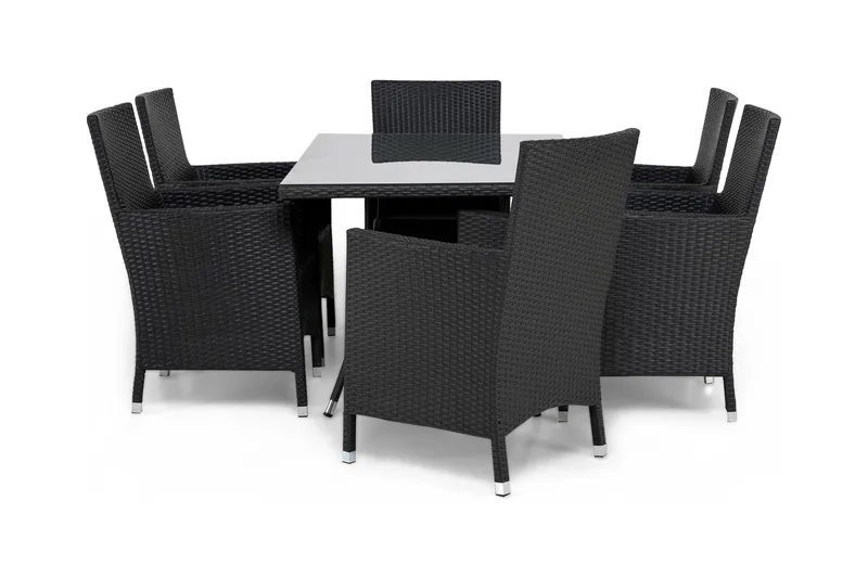 Thor Matgrupp Utomhus 140 + 6 Thor Fåtölj, Svart