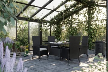 Thor Matgrupp Utomhus 140x90 + 4 Jenny Fåtölj Ställbar m Dyna - Svart/Grön - Utemöbler & utemiljö - Utegrupp - Matgrupp utomhus