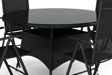 Thor utomhus rund matgrupp 140 cm med 4 Maggie positionsstolar - Svart - Utemöbler & utemiljö - Utegrupp - Matgrupp utomhus