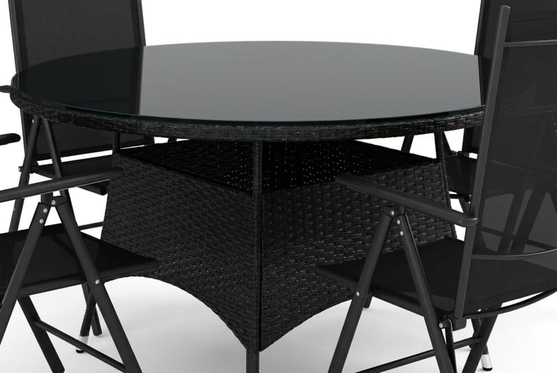 Thor utomhus rund matgrupp 140 cm med 4 Maggie positionsstolar - Svart - Utemöbler & utemiljö - Utegrupp - Matgrupp utomhus