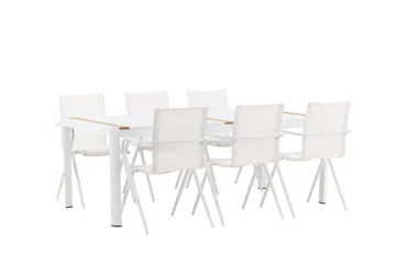 Togo Matgrupp 200x100 cm + 6 Alina Matstol - Vit - Utemöbler & utemiljö - Utegrupp - Matgrupp utomhus