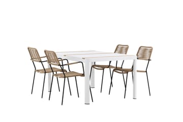 Togo Matgrupp Utomhus 150 cm + 4 st Lindos Karmstolar - Svart/Vit - Utemöbler & utemiljö - Utegrupp - Matgrupp utomhus