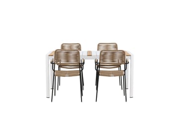 Togo Matgrupp Utomhus 150 cm + 4 st Lindos Karmstolar - Svart/Vit - Utemöbler & utemiljö - Utegrupp - Matgrupp utomhus