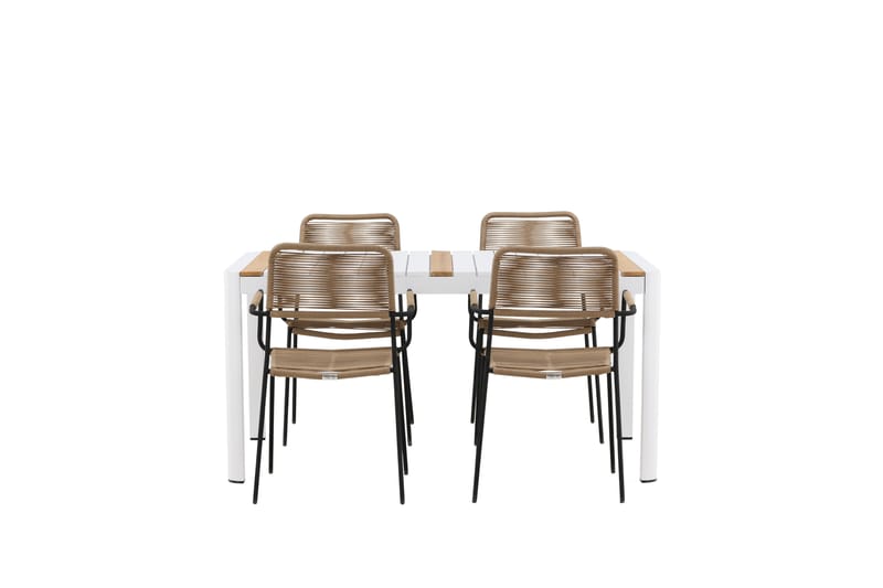 Togo Matgrupp Utomhus 150 cm + 4 st Lindos Karmstolar - Svart/Vit - Utemöbler & utemiljö - Utegrupp - Matgrupp utomhus
