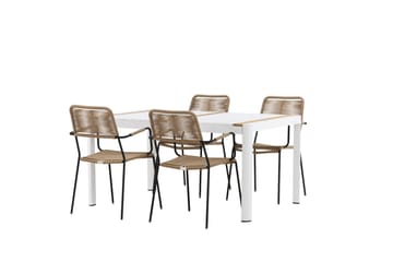 Togo Matgrupp Utomhus 150 cm + 4 st Lindos Karmstolar - Svart/Vit - Utemöbler & utemiljö - Utegrupp - Matgrupp utomhus