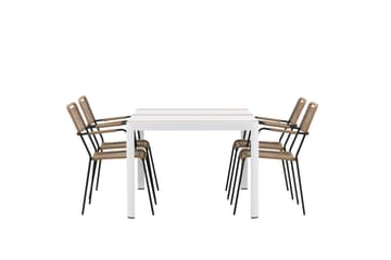 Togo Matgrupp Utomhus 150 cm + 4 st Lindos Karmstolar - Svart/Vit - Utemöbler & utemiljö - Utegrupp - Matgrupp utomhus