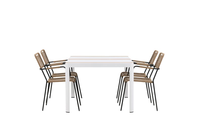 Togo Matgrupp Utomhus 150 cm + 4 st Lindos Karmstolar - Svart/Vit - Utemöbler & utemiljö - Utegrupp - Matgrupp utomhus