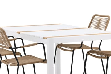 Togo Matgrupp Utomhus 150 cm + 4 st Lindos Karmstolar - Svart/Vit - Utemöbler & utemiljö - Utegrupp - Matgrupp utomhus