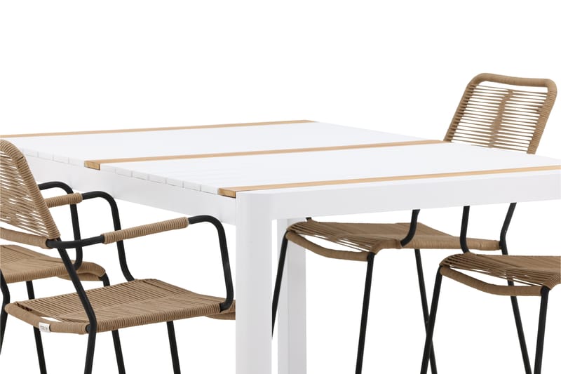 Togo Matgrupp Utomhus 150 cm + 4 st Lindos Karmstolar - Svart/Vit - Utemöbler & utemiljö - Utegrupp - Matgrupp utomhus