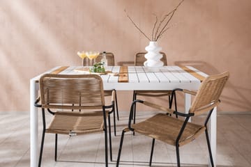 Togo Matgrupp Utomhus 150 cm + 4 st Lindos Karmstolar - Svart/Vit - Utemöbler & utemiljö - Utegrupp - Matgrupp utomhus