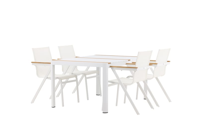 Togo Matgrupp Utomhus 150 cm + 4 st Mexico Karmstolar - Vit - Utemöbler & utemiljö - Utegrupp - Matgrupp utomhus