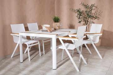 Togo Matgrupp Utomhus 150 cm + 4 st Mexico Karmstolar - Vit - Utemöbler & utemiljö - Utegrupp - Matgrupp utomhus