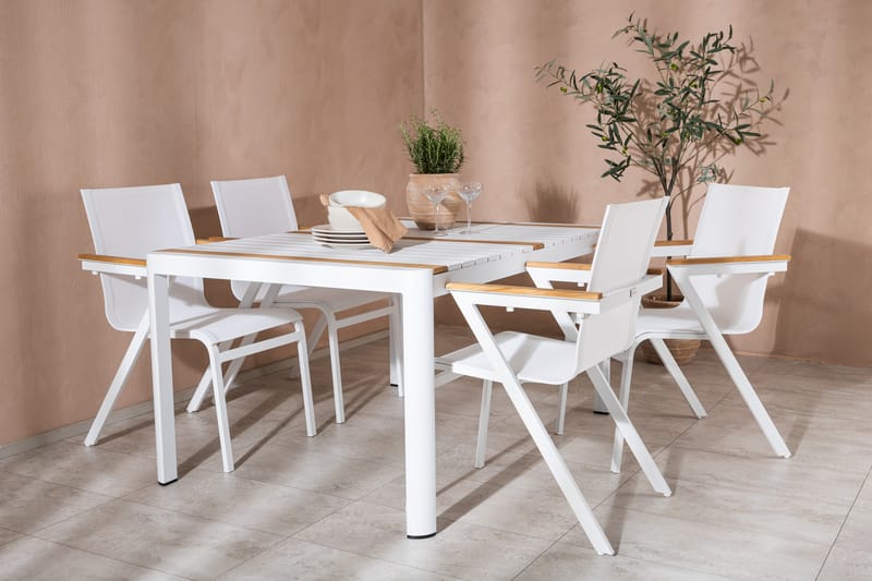 Togo Matgrupp Utomhus 150 cm + 4 st Mexico Karmstolar - Vit - Utemöbler & utemiljö - Utegrupp - Matgrupp utomhus