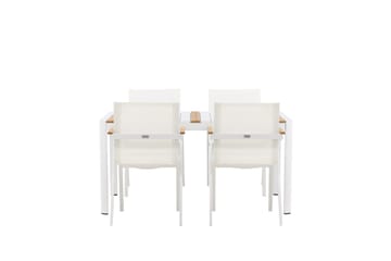 Togo Matgrupp Utomhus 150 cm + 4 st Mexico Karmstolar - Vit - Utemöbler & utemiljö - Utegrupp - Matgrupp utomhus