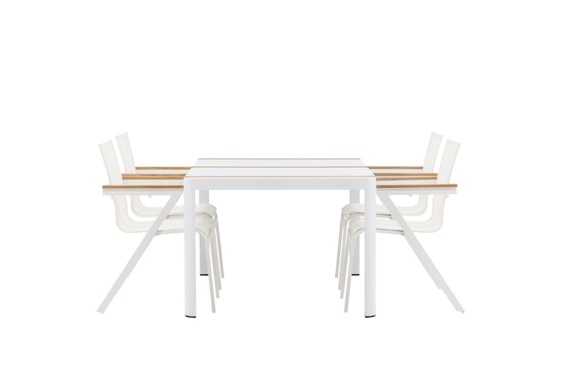 Togo Matgrupp Utomhus 150 cm + 4 st Mexico Karmstolar - Vit - Utemöbler & utemiljö - Utegrupp - Matgrupp utomhus