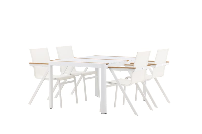 Togo Matgrupp Utomhus 150 cm + 4 st Mexico Karmstolar - Vit - Utemöbler & utemiljö - Utegrupp - Matgrupp utomhus