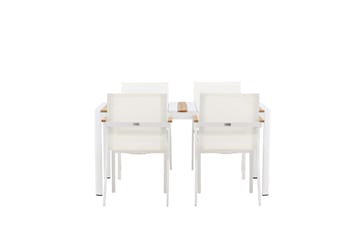 Togo Matgrupp Utomhus 150 cm + 4 st Mexico Karmstolar - Vit - Utemöbler & utemiljö - Utegrupp - Matgrupp utomhus