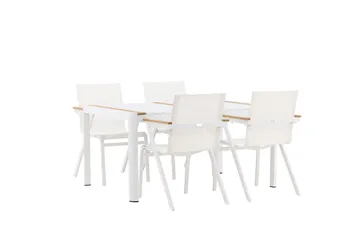 Togo Matgrupp Utomhus 150 cm + 4 st Mexico Karmstolar - Vit - Utemöbler & utemiljö - Utegrupp - Matgrupp utomhus