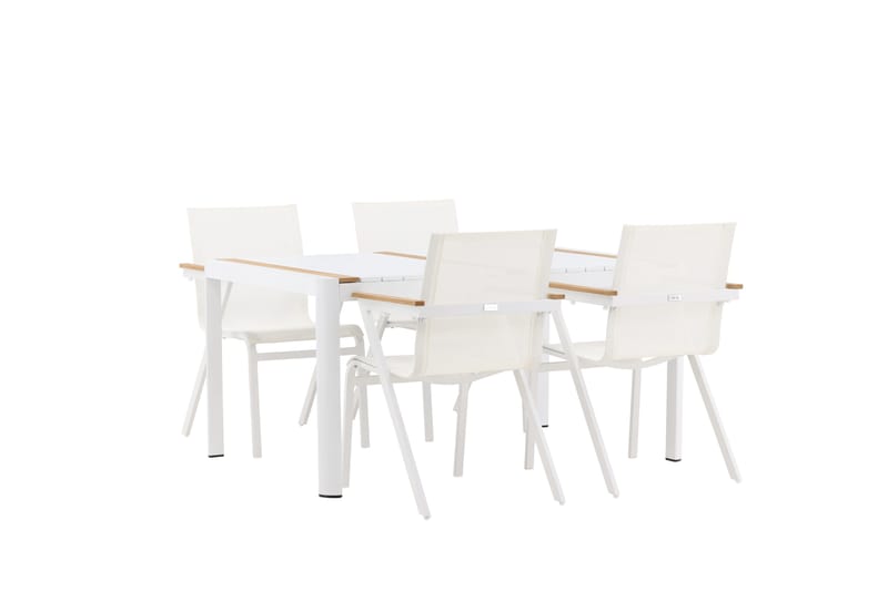 Togo Matgrupp Utomhus 150 cm + 4 st Mexico Karmstolar - Vit - Utemöbler & utemiljö - Utegrupp - Matgrupp utomhus