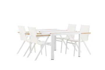 Togo Matgrupp Utomhus 150 cm + 4 st Mexico Karmstolar - Vit - Utemöbler & utemiljö - Utegrupp - Matgrupp utomhus