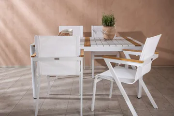 Togo Matgrupp Utomhus 150 cm + 4 st Mexico Karmstolar - Vit - Utemöbler & utemiljö - Utegrupp - Matgrupp utomhus