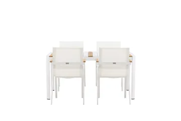 Togo Matgrupp Utomhus 150 cm + 4 st Mexico Karmstolar - Vit - Utemöbler & utemiljö - Utegrupp - Matgrupp utomhus