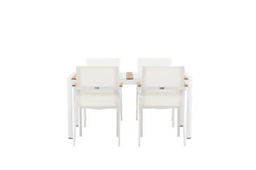 Togo Matgrupp Utomhus 150 cm + 4 st Mexico Karmstolar - Vit - Utemöbler & utemiljö - Utegrupp - Matgrupp utomhus