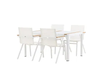 Togo Matgrupp Utomhus 150 cm + 4 st Mexico Karmstolar - Vit - Utemöbler & utemiljö - Utegrupp - Matgrupp utomhus