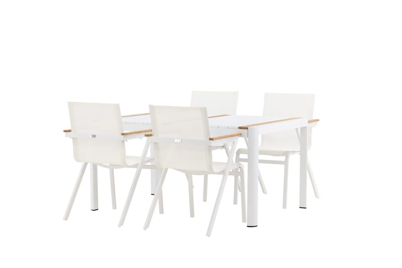 Togo Matgrupp Utomhus 150 cm + 4 st Mexico Karmstolar - Vit - Utemöbler & utemiljö - Utegrupp - Matgrupp utomhus