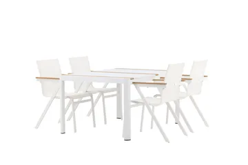 Togo Matgrupp Utomhus 150 cm + 4 st Mexico Karmstolar - Vit - Utemöbler & utemiljö - Utegrupp - Matgrupp utomhus