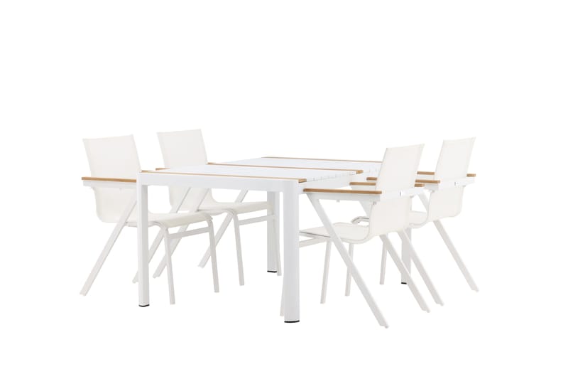 Togo Matgrupp Utomhus 150 cm + 4 st Mexico Karmstolar - Vit - Utemöbler & utemiljö - Utegrupp - Matgrupp utomhus