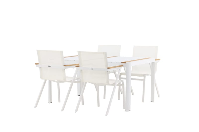 Togo Matgrupp Utomhus 150 cm + 4 st Mexico Karmstolar - Vit - Utemöbler & utemiljö - Utegrupp - Matgrupp utomhus