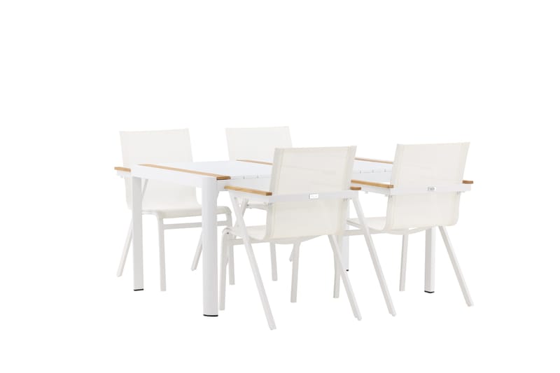 Togo Matgrupp Utomhus 150 cm + 4 st Mexico Karmstolar - Vit - Utemöbler & utemiljö - Utegrupp - Matgrupp utomhus