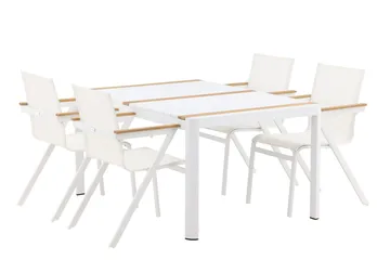 Togo Matgrupp Utomhus 150 cm + 4 st Mexico Karmstolar - Vit - Utemöbler & utemiljö - Utegrupp - Matgrupp utomhus