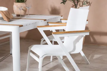 Togo Matgrupp Utomhus 150 cm + 4 st Mexico Karmstolar - Vit - Utemöbler & utemiljö - Utegrupp - Matgrupp utomhus