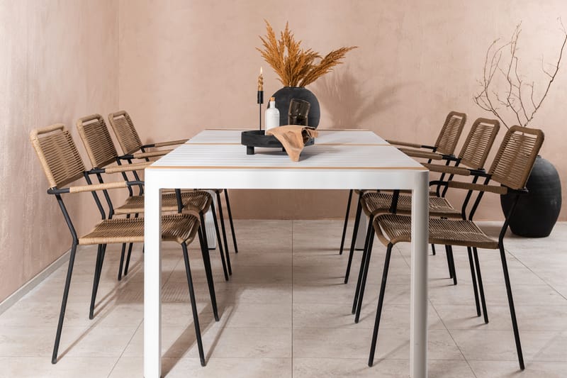 Togo Matgrupp Utomhus 205 cm + 6 st Lindos Karmstolar - Svart/Vit - Utemöbler & utemiljö - Utegrupp - Matgrupp utomhus