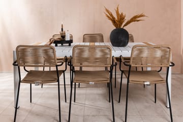 Togo Matgrupp Utomhus 205 cm + 6 st Lindos Karmstolar - Svart/Vit - Utemöbler & utemiljö - Utegrupp - Matgrupp utomhus
