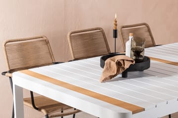 Togo Matgrupp Utomhus 205 cm + 6 st Lindos Karmstolar - Svart/Vit - Utemöbler & utemiljö - Utegrupp - Matgrupp utomhus