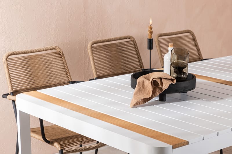 Togo Matgrupp Utomhus 205 cm + 6 st Lindos Karmstolar - Svart/Vit - Utemöbler & utemiljö - Utegrupp - Matgrupp utomhus