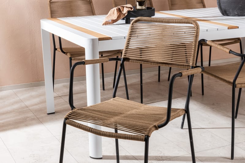 Togo Matgrupp Utomhus 205 cm + 6 st Lindos Karmstolar - Svart/Vit - Utemöbler & utemiljö - Utegrupp - Matgrupp utomhus