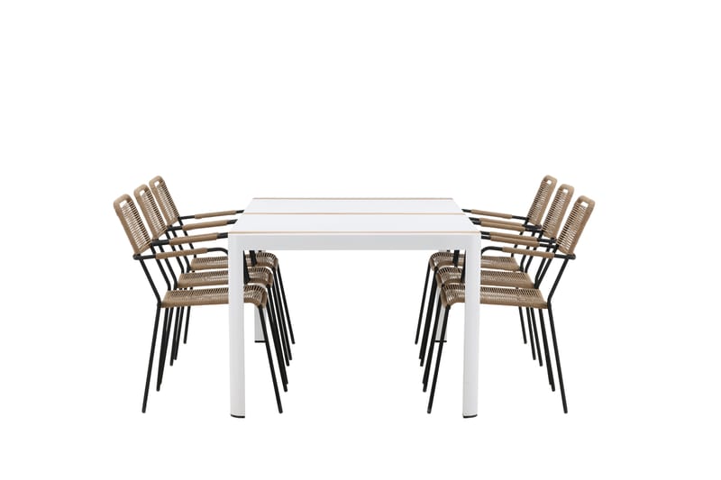 Togo Matgrupp Utomhus 205 cm + 6 st Lindos Karmstolar - Svart/Vit - Utemöbler & utemiljö - Utegrupp - Matgrupp utomhus