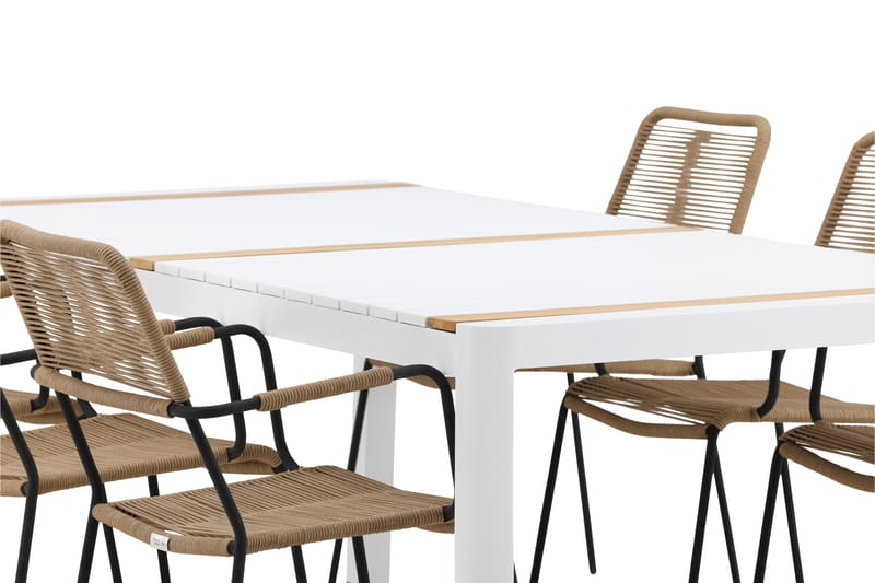 Togo Matgrupp Utomhus 205 cm + 6 st Lindos Karmstolar - Svart/Vit - Utemöbler & utemiljö - Utegrupp - Matgrupp utomhus